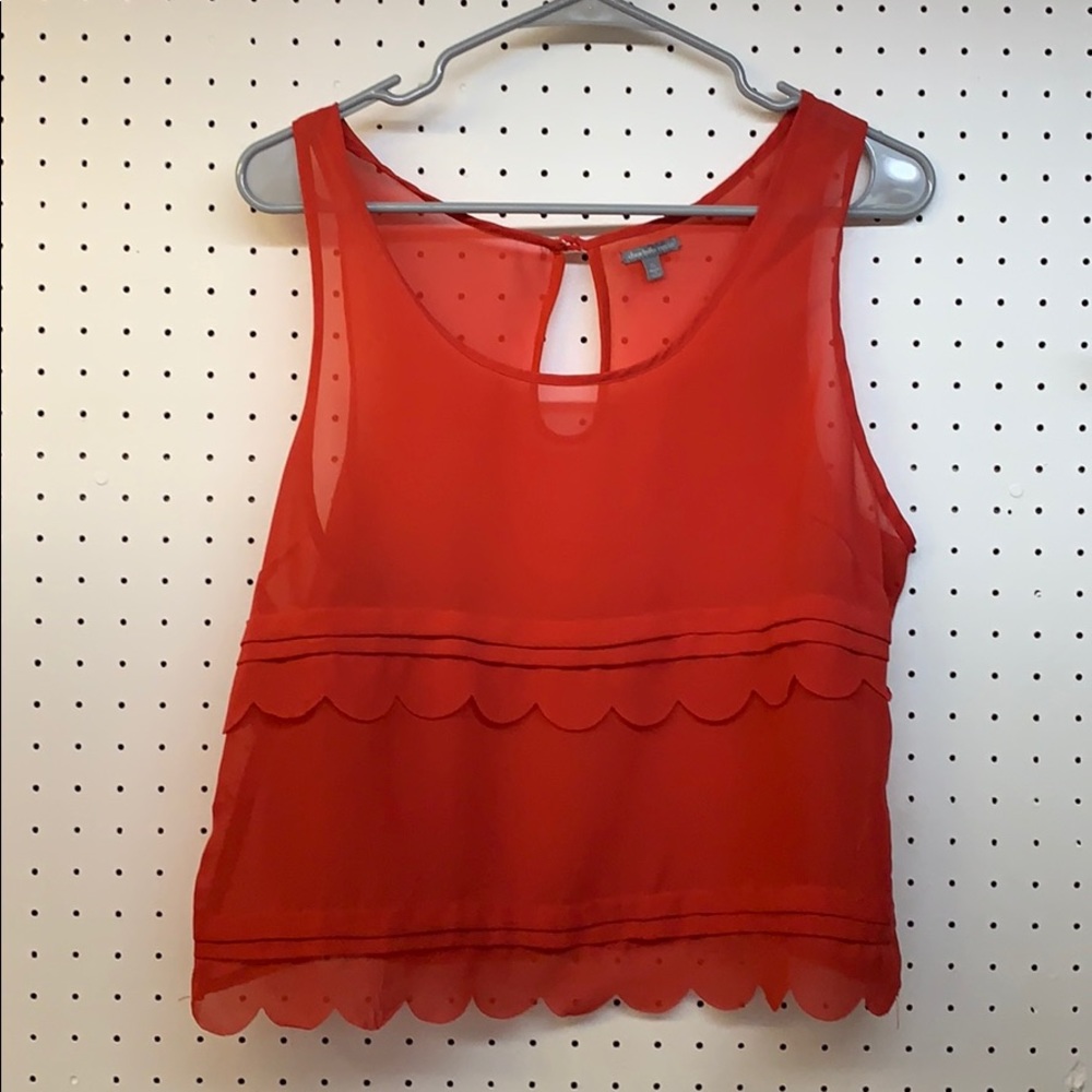 Red scalloped edge tank top